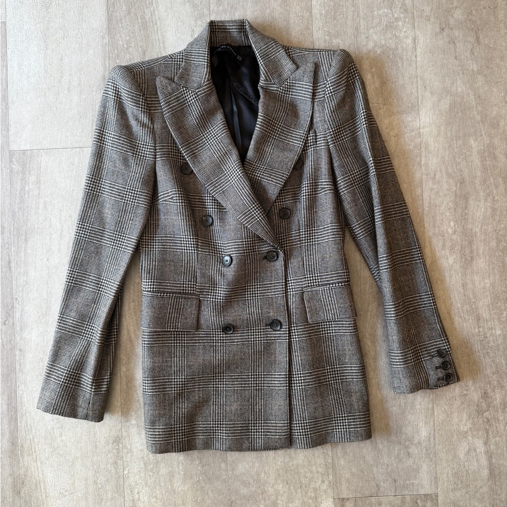 Grey and black Zara double-breasted blazer
